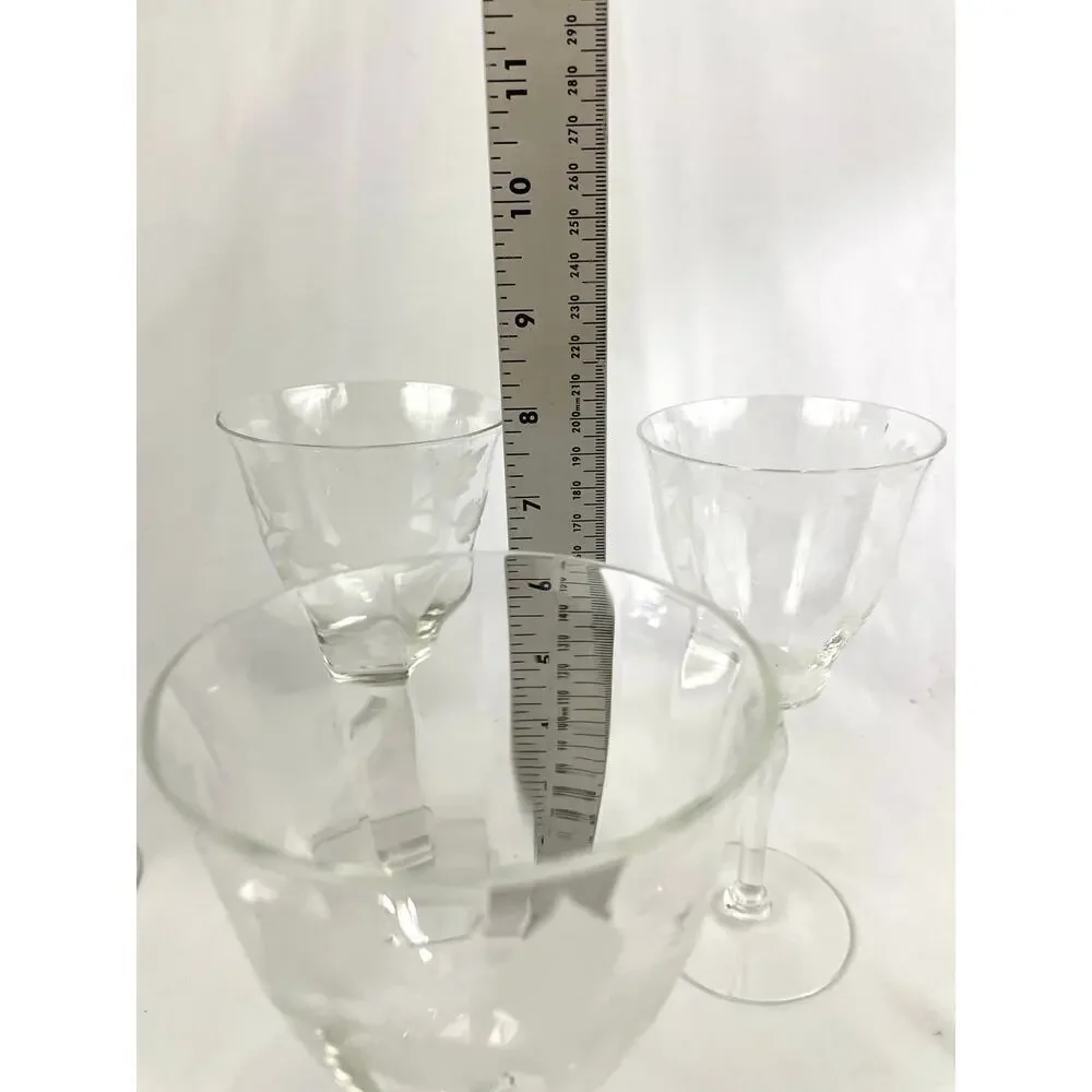 VTG Set of 6 Frosted Floral Liqueur Glasses Stemware Barware‎